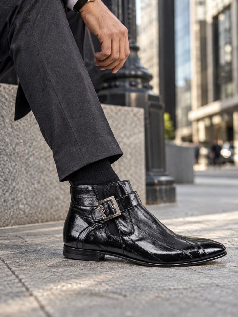 CESARE PACIOTTI US 7 SIGNATURE EEL ANKLE BOOTS ITALIAN DESIGNER SHOES